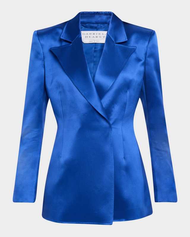 Aleah Double-Breasted Silk Blazer